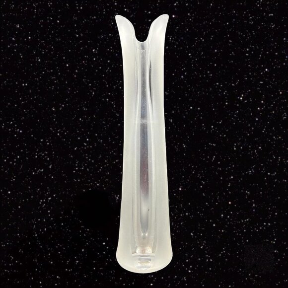 Vintage Polish Art Glass Vase Large Tall Frosted Clear Glass Signed By Artist - Picture 1 of 13